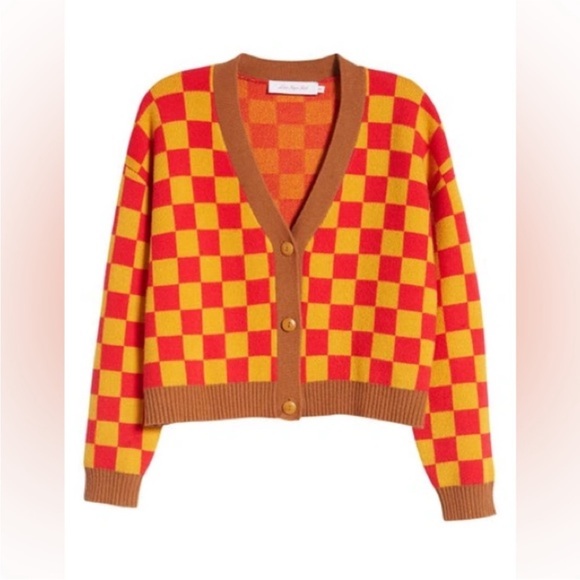Lisa Says Gah Checker Andretti Cardigan Size M/L - Picture 2 of 6
